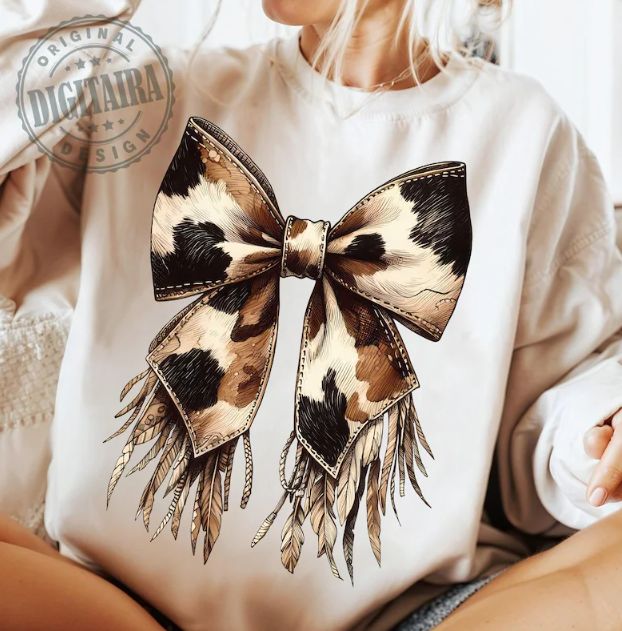 COWHIDE FRINGE BOW