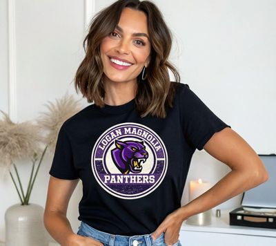 LOGAN MAGNOLIA PANTHERS Vintage Circle W/ Mascot School Apparel