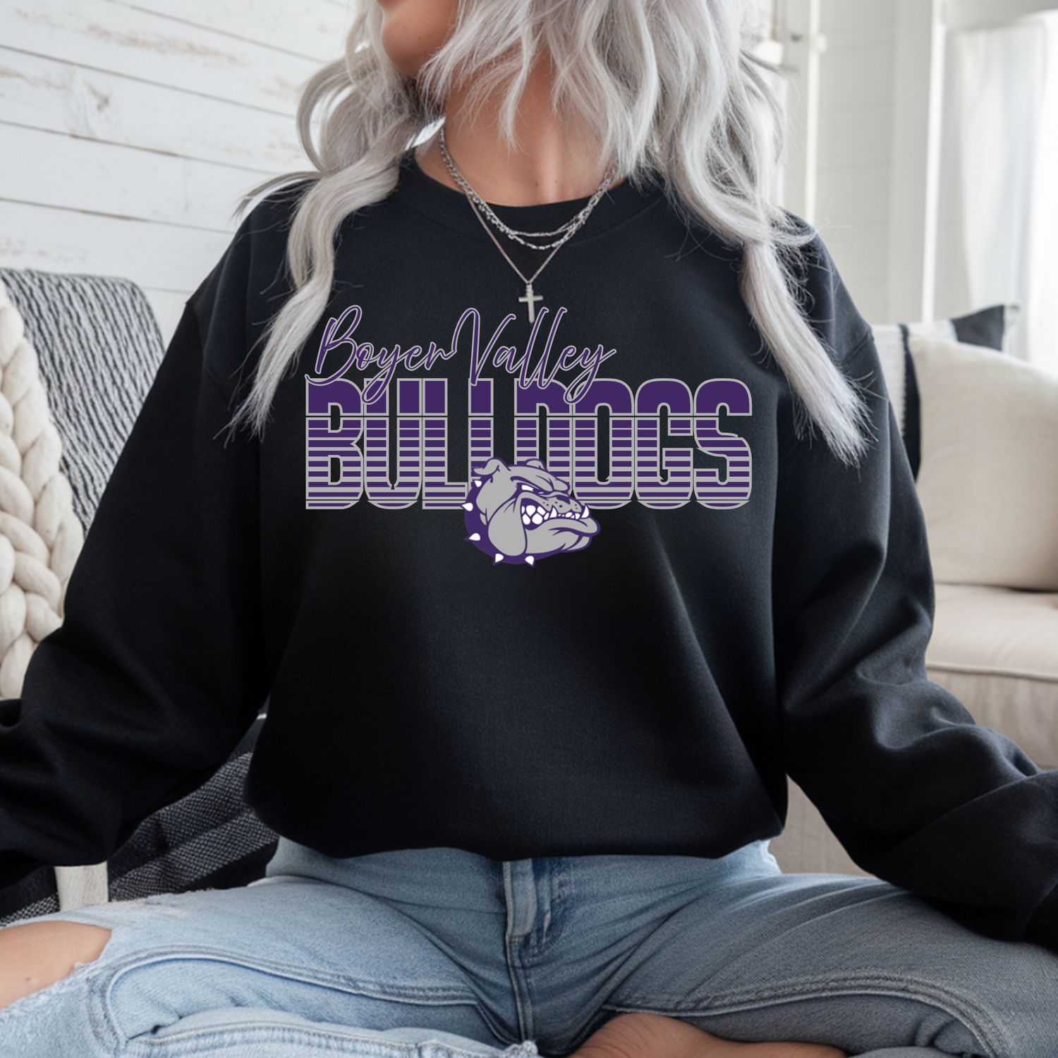BOYER VALLEY BULLDOGS SLICED SPORT LOGO SCHOOL SPIRIT