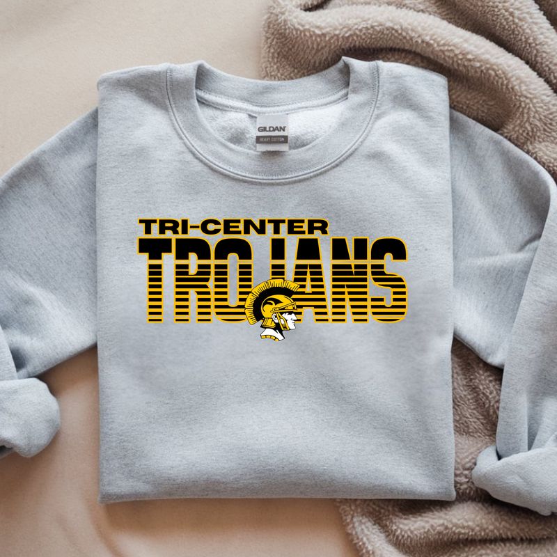 TRI-CENTER TROJANS PANTHERS SLICED SPORT LOGO SCHOOL SPIRIT