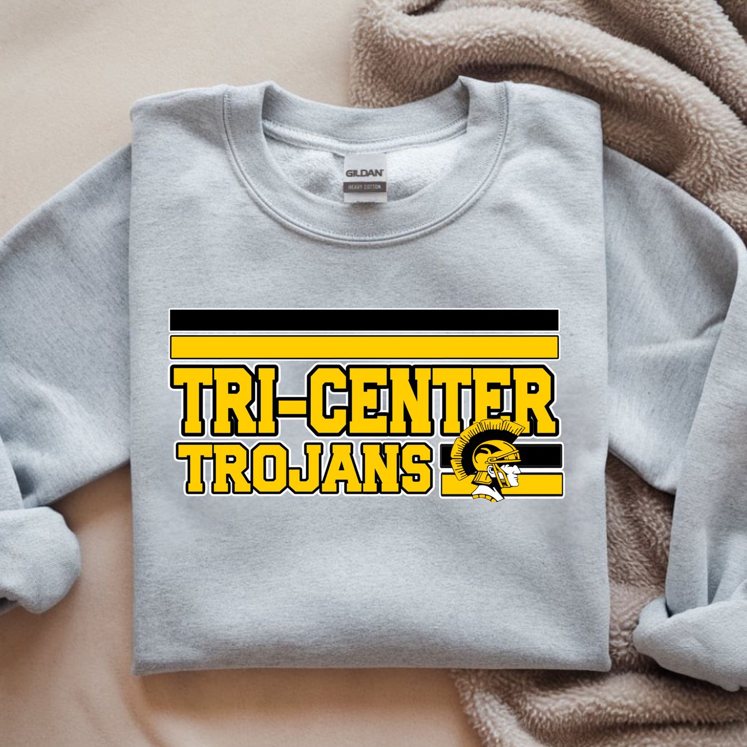 TRI-CENTER TROJANS RETRO LOGO SCHOOL SPIRIT