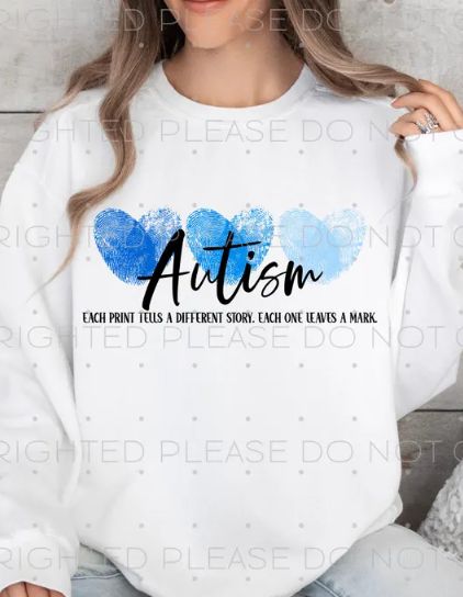 Autism Awareness Fingerprint Hearts