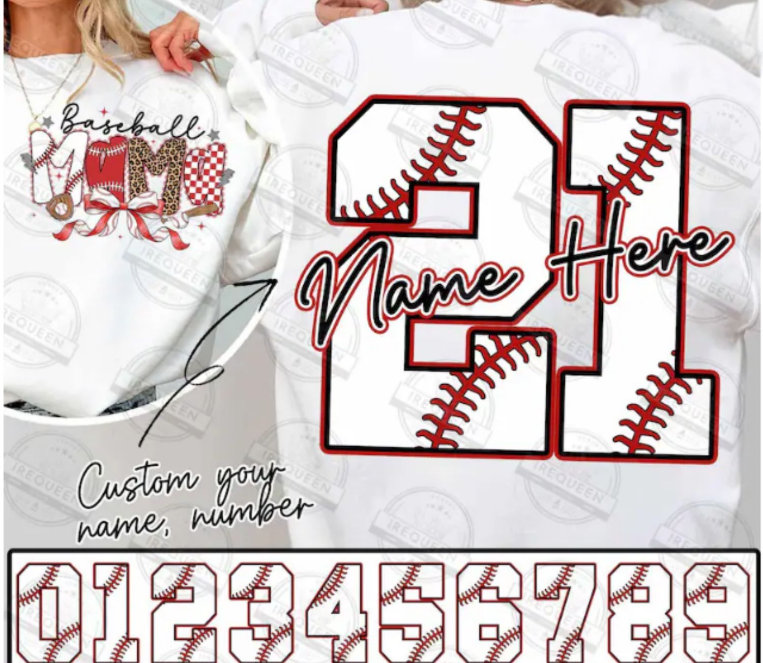 BASEBALL MAMA W/ NAME AND NUMBER