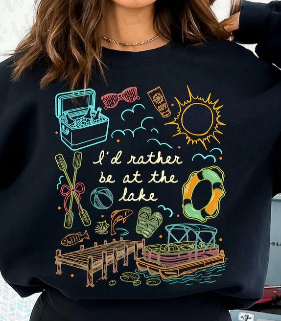 I'D RATHER BE AT THE LAKE, SUMMER GRAPHIC