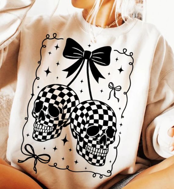 Coquette Checkered Cherry Skull