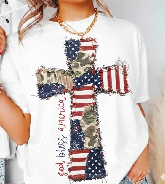 Patchwork 4Th Of July Cross