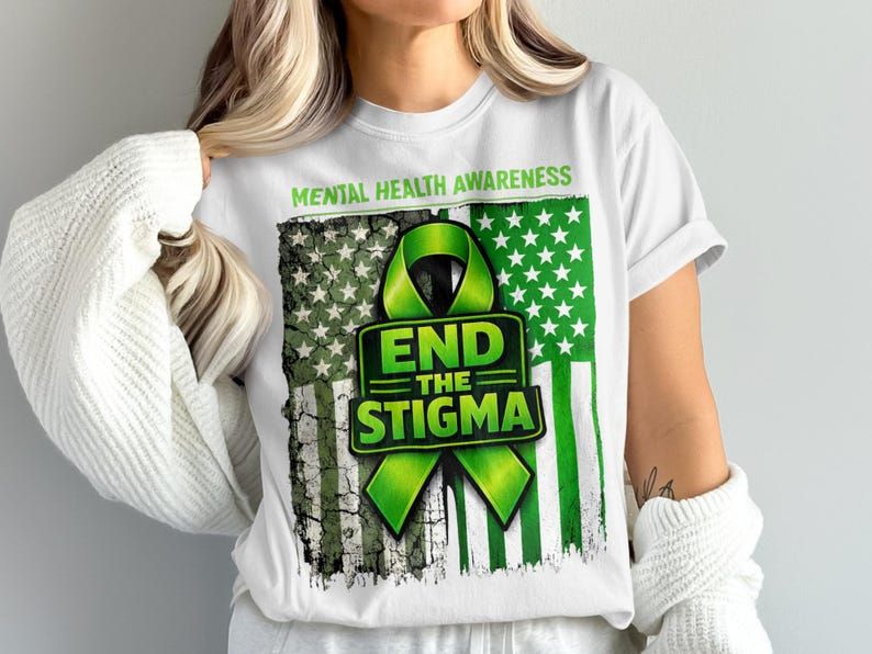 END THE STIGMA W/ RIBBON AND FLAG