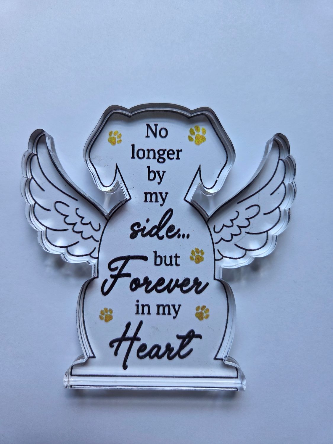 NO LONGER BY MY SIDE ANGEL DOG ACRYLIC PLAQUE