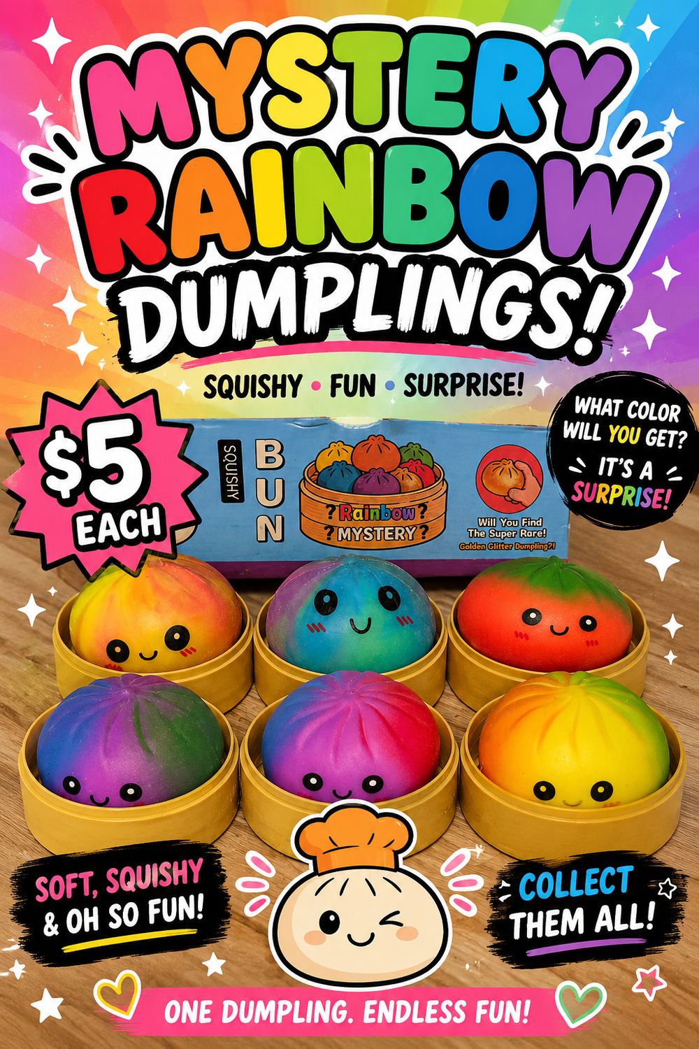 Mystery Rainbow Dumpling Squishy