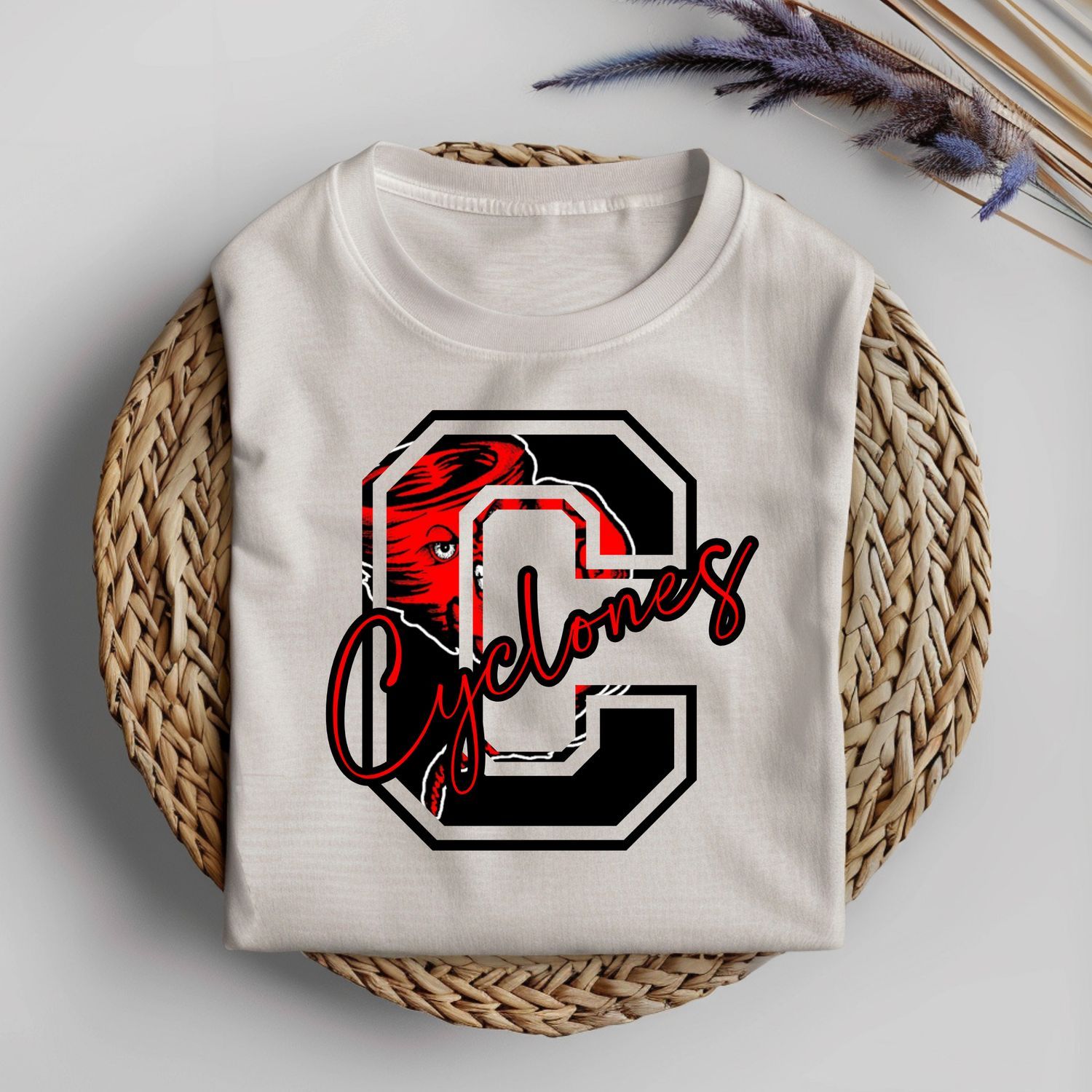 HARLAN CYCLONES LETTER LOGO SCHOOL SPIRIT