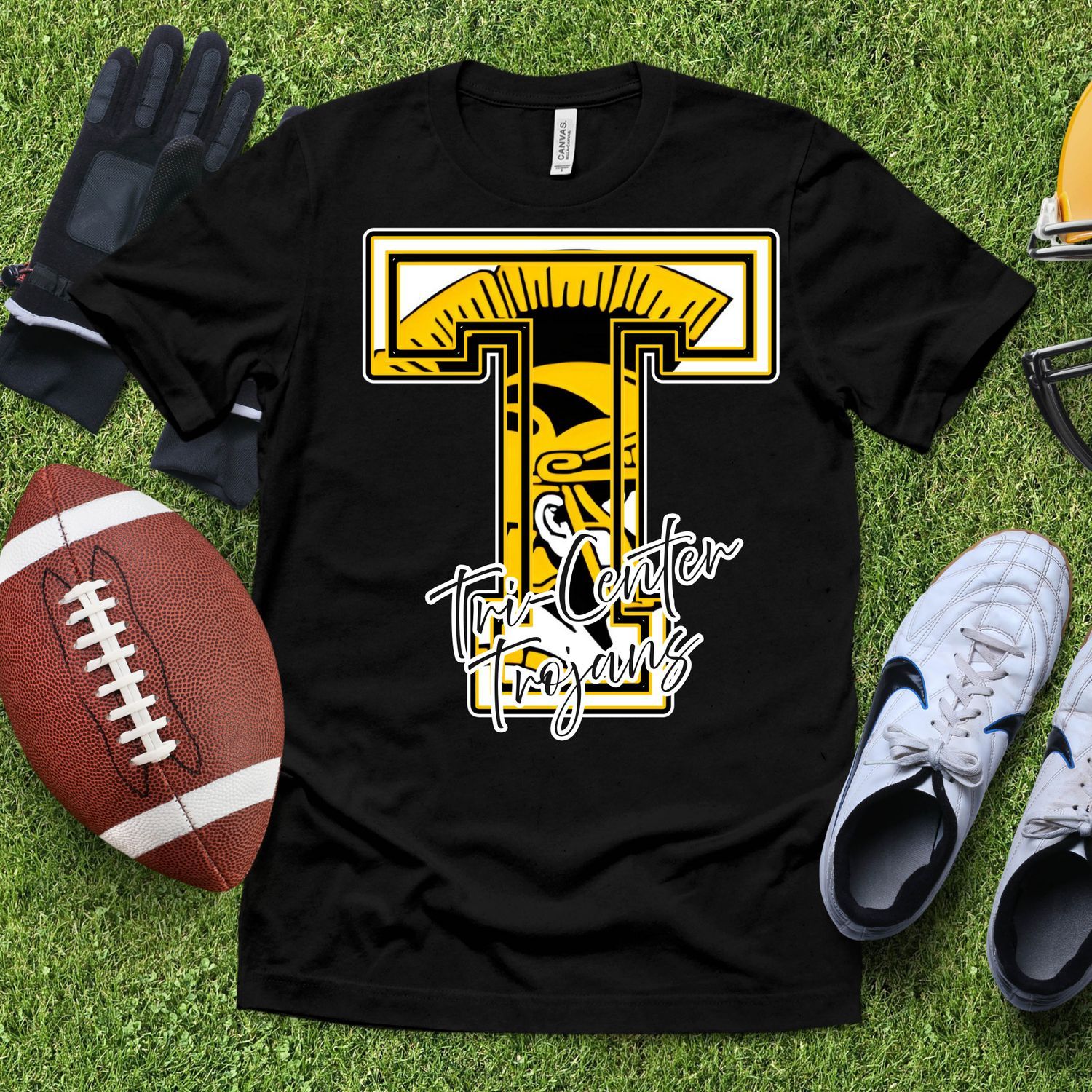 TRI-CENTER TROJANS LETTER LOGO SCHOOL SPIRIT