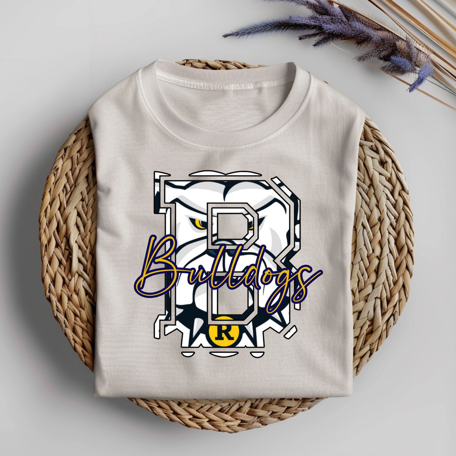 RIVERSIDE BULLDOGS LETTER LOGO SCHOOL SPIRIT
