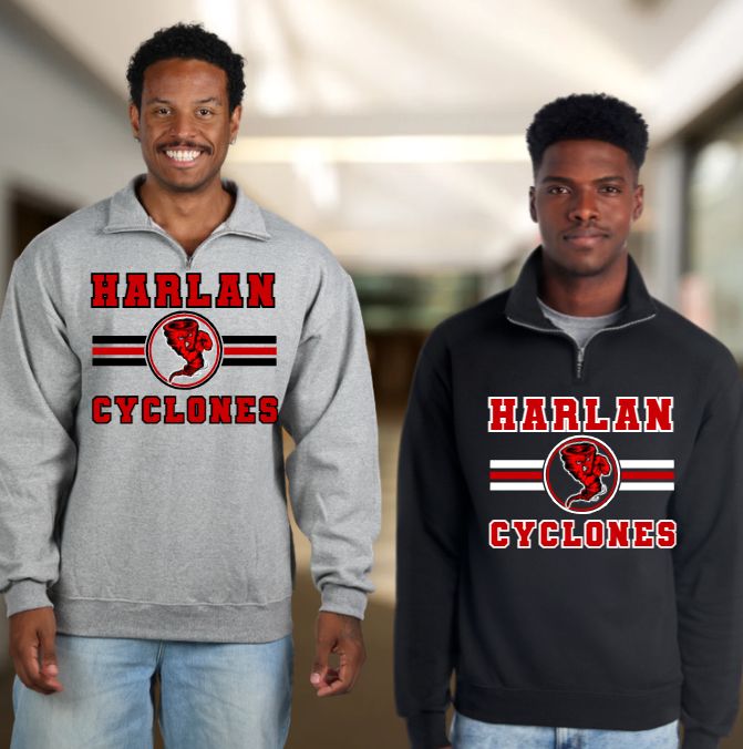 HARLAN CYCLONES STRIPED QUARTER ZIP SWEATSHIRT
