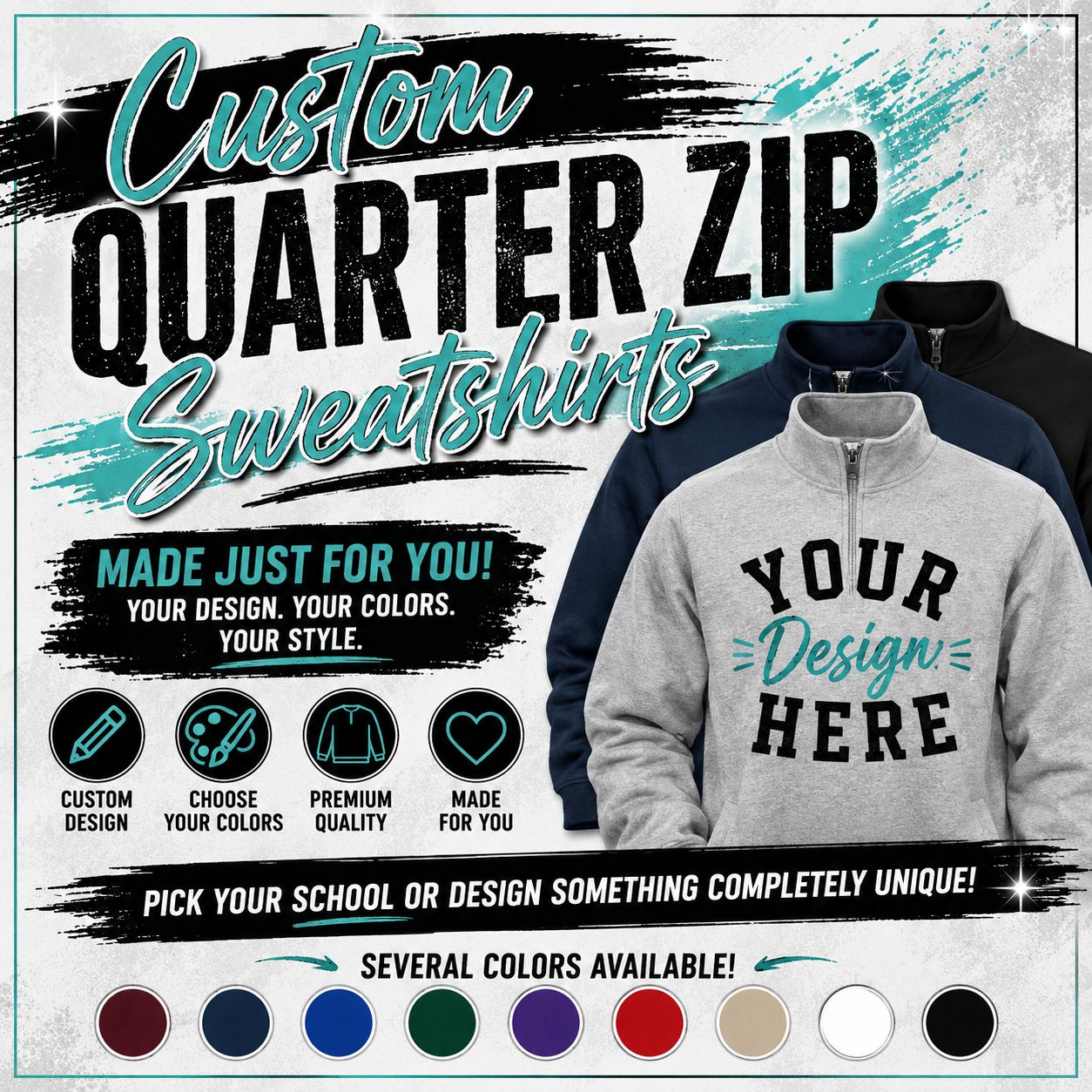 CUSTOM QUARTER ZIP SWEATSHIRT