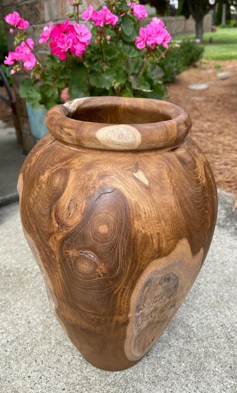 Teak Wood Planter Live Edge Natural Acacia Wood Urn Wood Vase