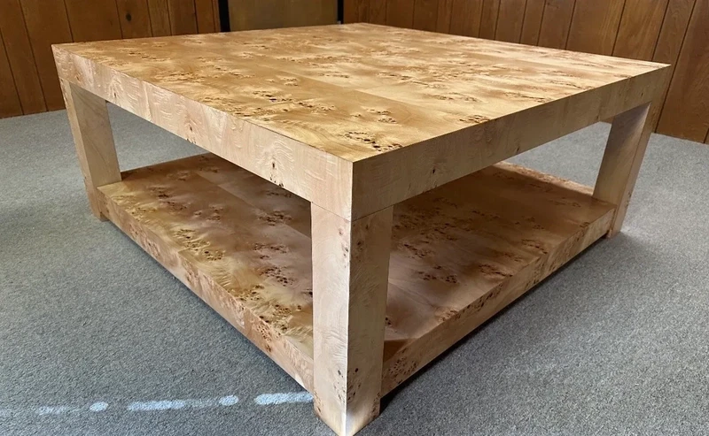 58" x 33" x 18" Honey Burl Wood Coffee Table Custom Furniture Made in USA