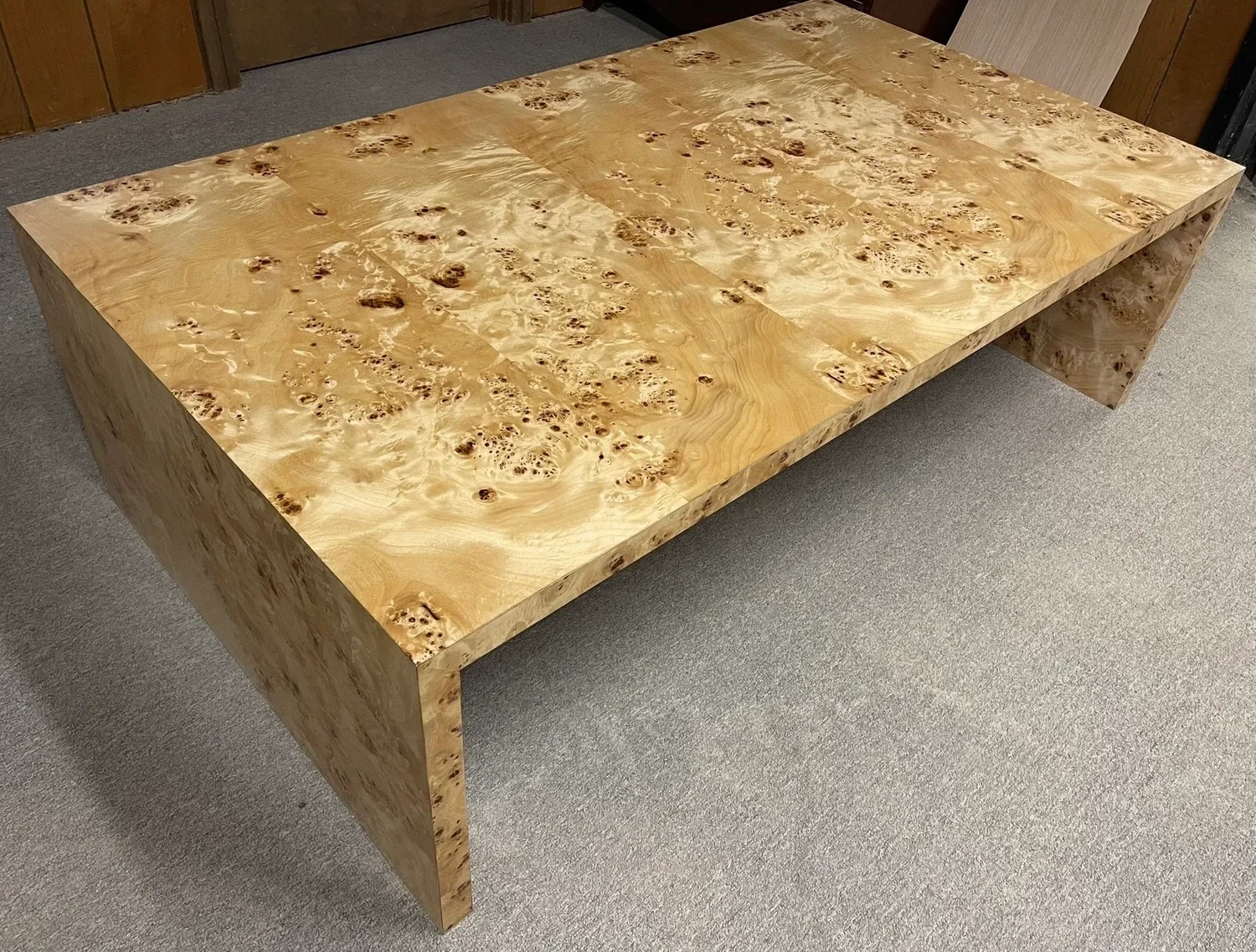 Genuine Burl Wood Ottoman Overlay Coffee Table  53" Wide x 20" Deep x 20" Tall