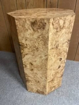 Pair of 24" Tall x 22" Wide Caramel Burl Octagon End Tables Made in USA