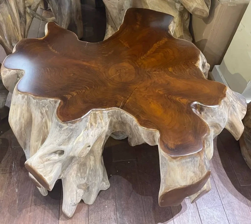 Round Teak Root Coffee Table Teak Driftwood Accent Table Teak Furniture