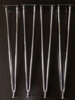 Set of 4 Furniture Legs Chrome Mid Century Modern 1960s Retro 29 Set of 4 Furniture Legs Chrome Mid Century Modern 1960s Retro 29" Silver Metal Hairpin Table Legs