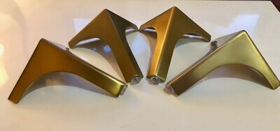 Set of 4 Mid Century Modern Brushed Gold Metal Furniture Legs