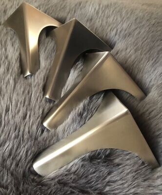 Set of 4 Mid Century Modern Brushed Silver Metal Furniture Legs