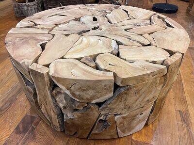 Round Teak Root Puzzle Piece Coffee Table Teak Wood Accent Table Teak End Table Driftwood Table Teak Furniture