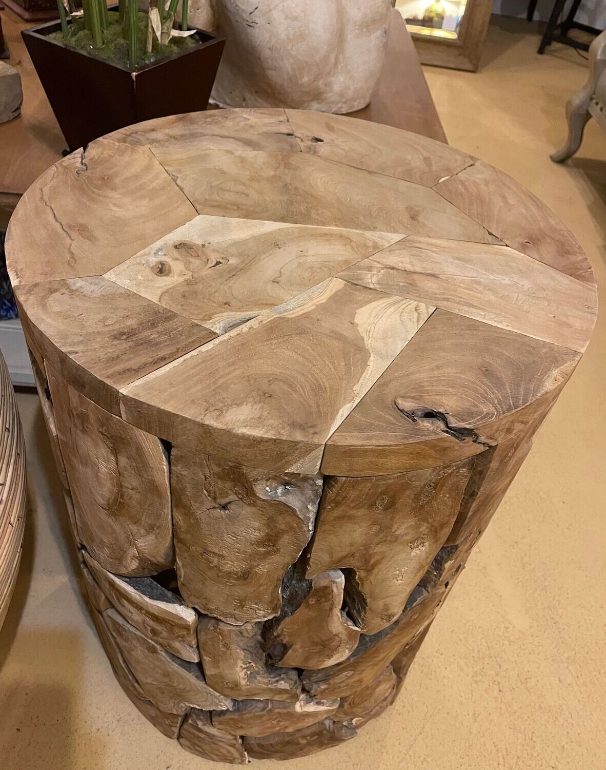 Teak Root Puzzle Piece End Table Teak Driftwood Side Table Organic Accent Table Driftwood Table Teak Slice Furniture
