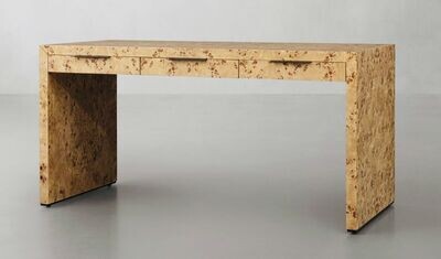Custom Made to Order Burl Wood Desk with 3 drawers Made in USA