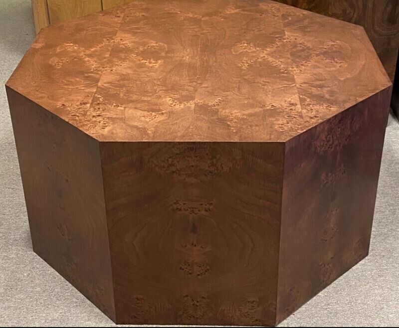 24" wide x 18" tall Genuine Burl Wood Hexagon Table Made in USA