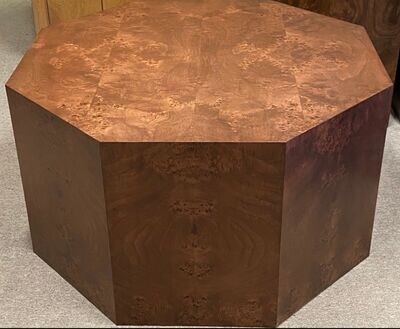 24" wide x 18" tall Genuine Burl Wood Hexagon Table Made in USA