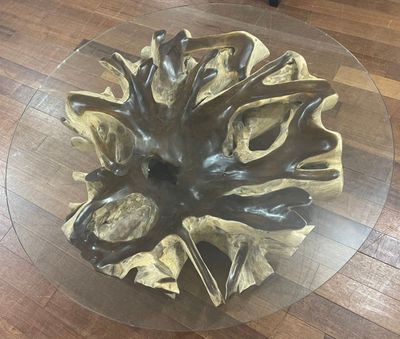 Round Teak Root Coffee Table Driftwood Cocktail Table