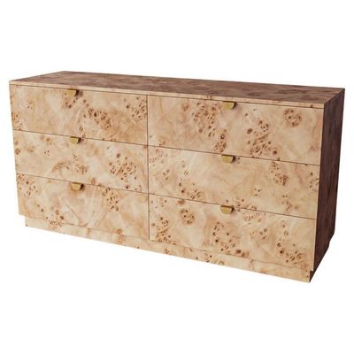 Custom Made Honey Burl Six Drawer Dresser 72" Wide x 20" Deep x  32" Tall  Made in USA