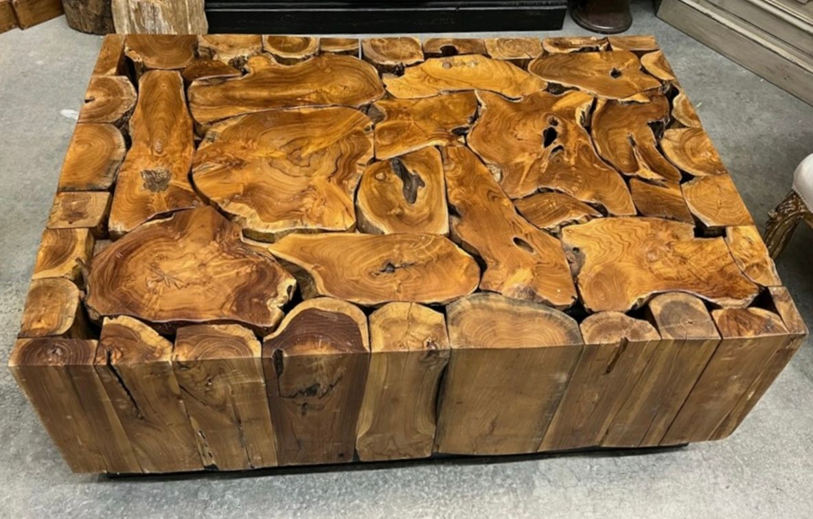 Teak Driftwood Slice Coffee Table Teak Root Cocktail Table