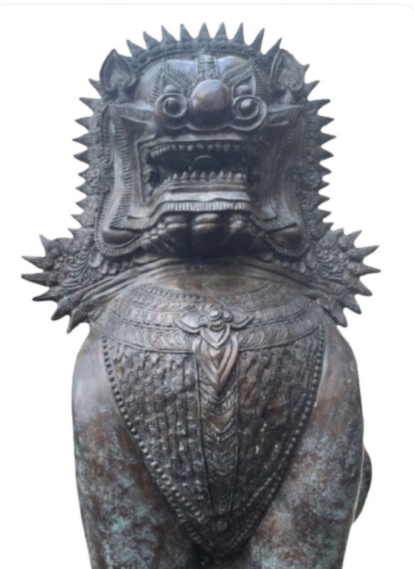 Extra Large Bronze Foo Dog Sculpture Lion Statue Chinese New Year Eastern Fantasy Art