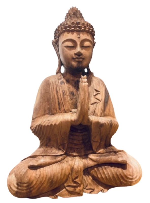 Hand Carved Teak Wood Buddha Figurine