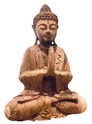 Hand Carved Teak Wood Buddha Figurine