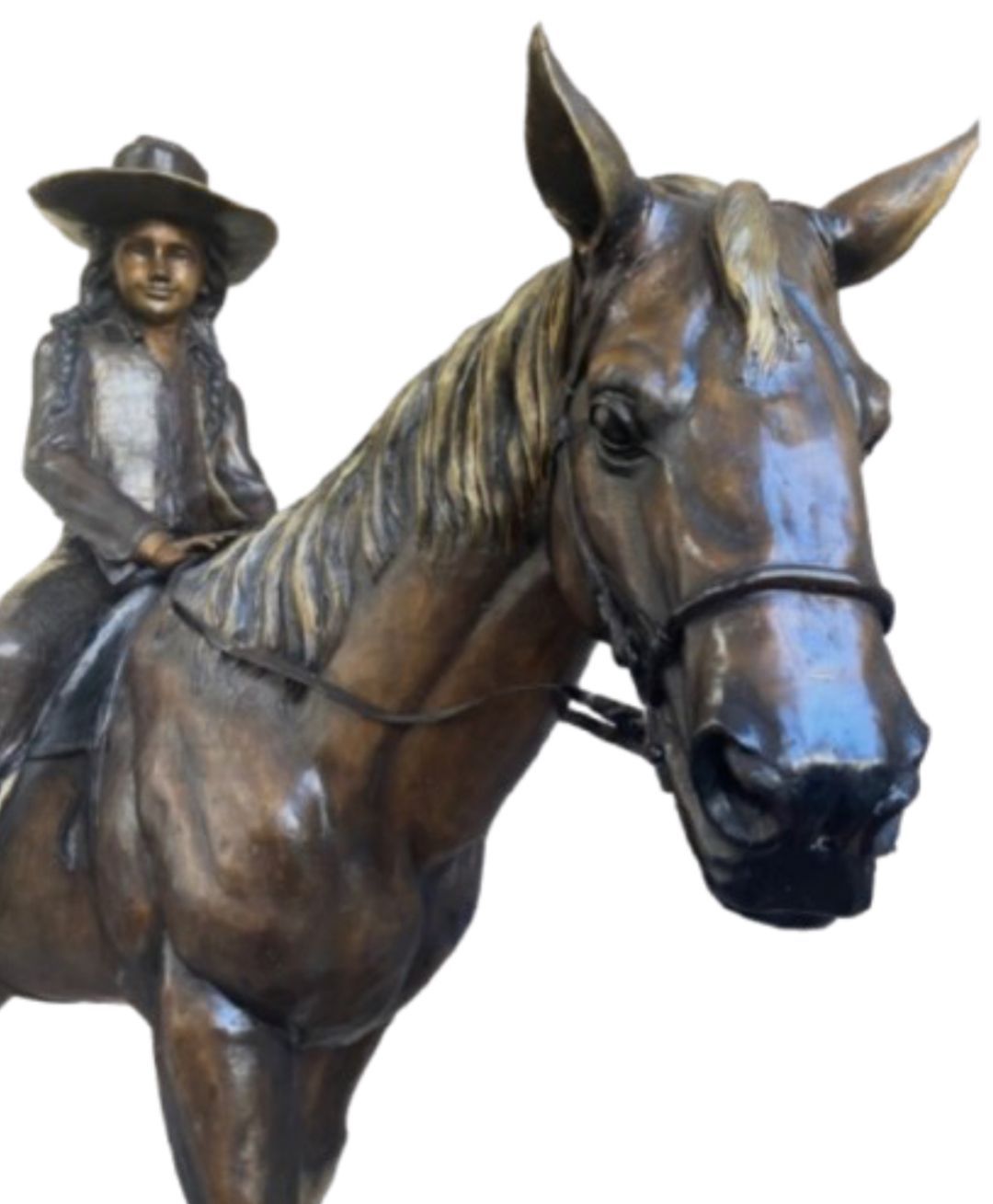 Extra Large Bronze Horse with Girl Rider Sculpture  Statue