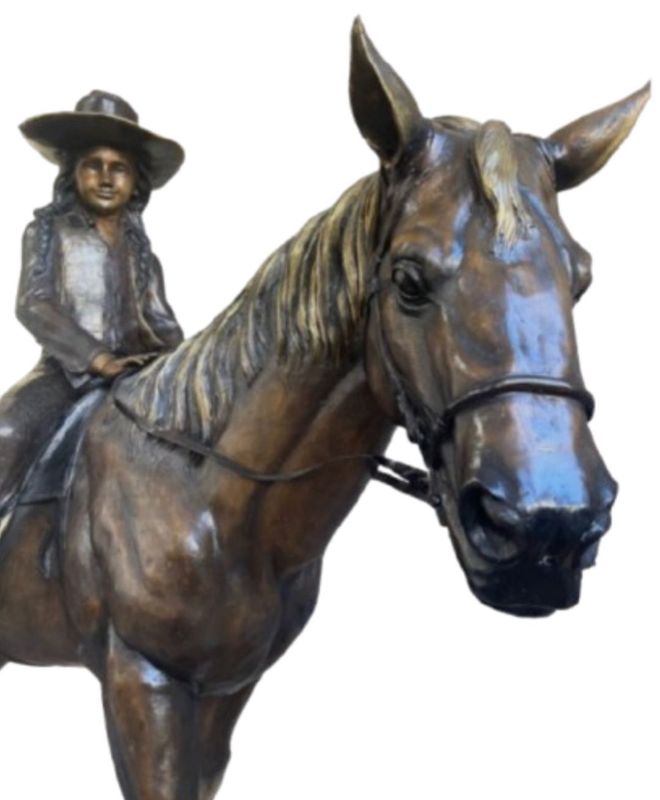 Extra Large Bronze Horse with Girl Rider Sculpture  Statue