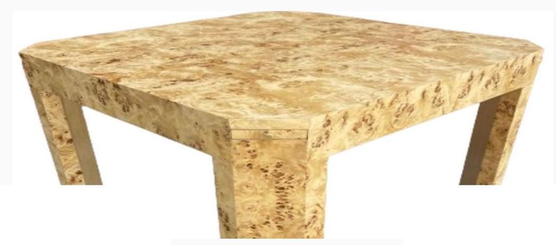 Genuine Honey Mappa Burl Coffee Table w/ Chamfered Legs Made in USA