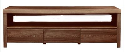 85" Wide x 30" Tall x 18" Deep Walnut Burl Wood Console Table w/ Open Shelf & 3 Bottom Drawers