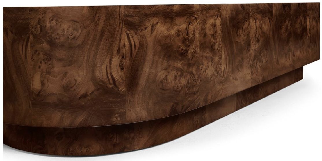 56 x 26 x 18  Walnut Burl Curved Corner Coffee Table Made in USA