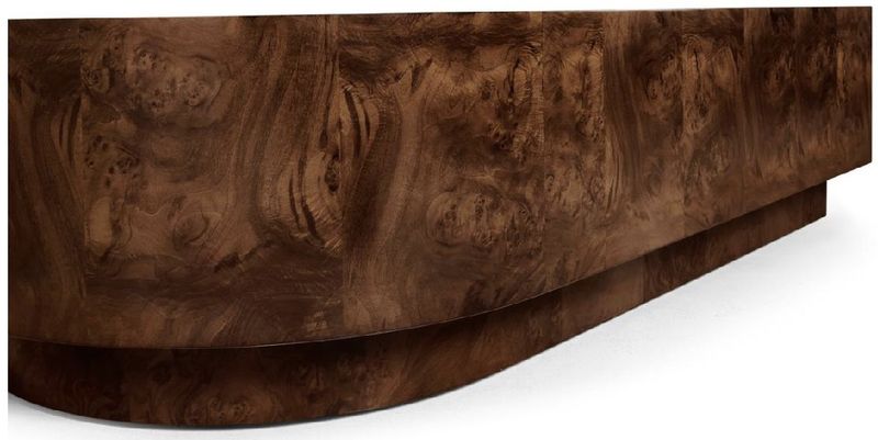 56 x 26 x 18  Walnut Burl Curved Corner Coffee Table Made in USA