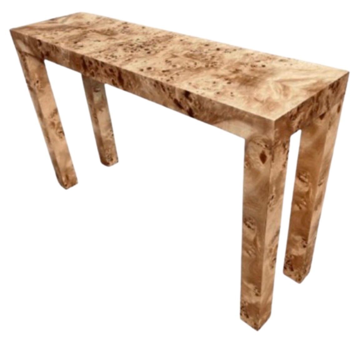 34" Wide x 17" Deep x 26" Tall Caramel Burl Wood Table w/ 2-3/4" Sides & Legs Made in USA