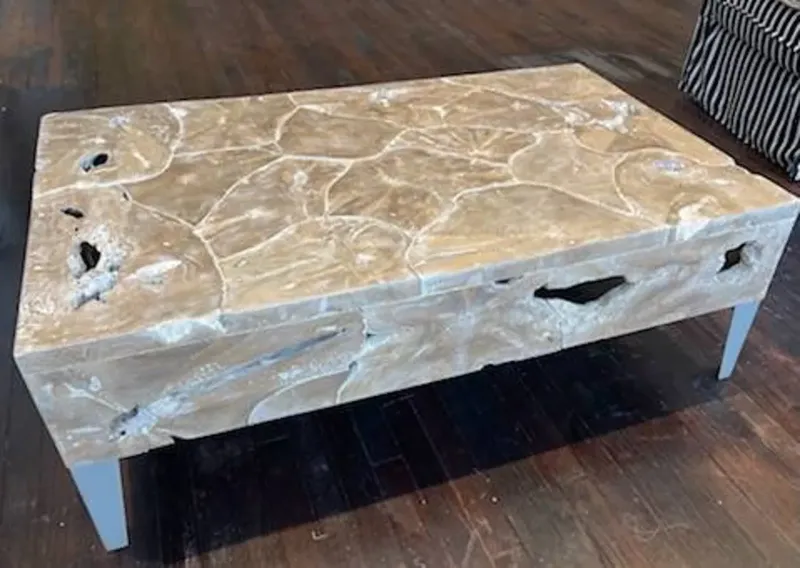 Large White Washed Rectangle Teak Root Coffee Table Teak Driftwood Cocktail Table Organic Teak Slice Furniture