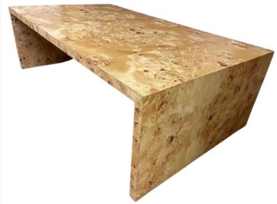 Custom Made to Order Genuine Burl Wood Ottoman Overlay Coffee Table