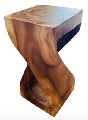 Teak Twist Pedestal Twisted End Table Teak Plant Stand Modern Furniture