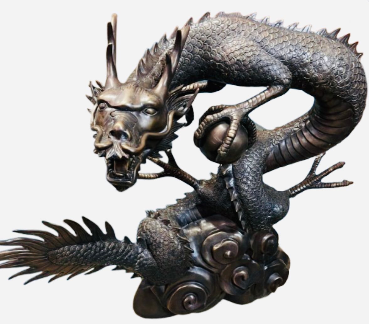 Large Genuine Bronze Dragon Serpent Statue Chinese New Year Eastern Art Large Genuine Bronze Dragon Serpent Statue Chinese New Year Eastern Art