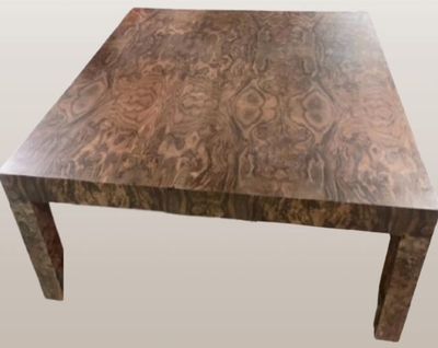 48 48" Square x 18" Tall Walnut Burl Wood Parsons Coffee Table Custom Furniture Made in USA