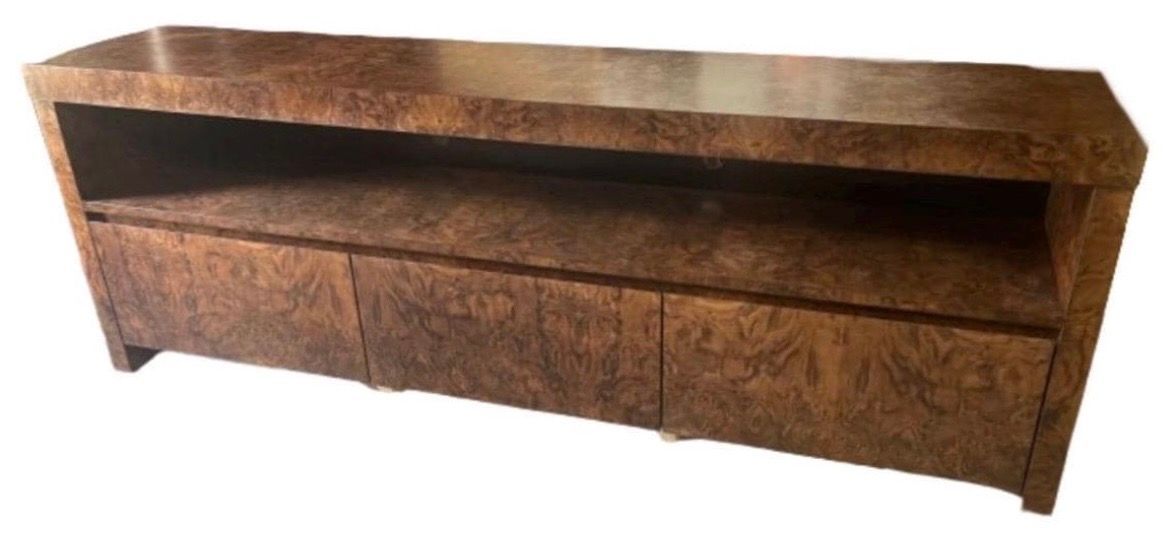 American Custom Made Burl Wood Console Table TV Stand American Custom Made Burl Wood Console Table TV Stand